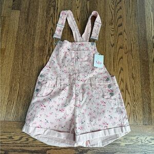 So Me Pink Floral Short Overalls